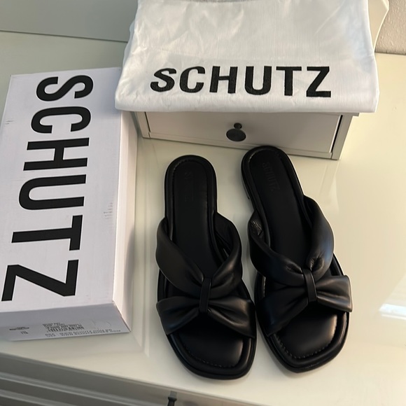 SCHUTZ Fairy Leather Slide Sandals - Picture 1 of 10